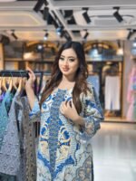 digital printed white and blue salwar kameez set - Image 4