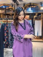 lavender Pakistani style kurti and palazzo suit - Image 3