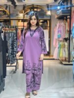 lavender Pakistani style kurti and palazzo suit