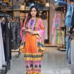 vibrant orange and pink printed lawn