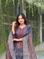 printed and embroidered 3-piece lawn salwar kameez suit - Image 5