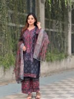 printed and embroidered 3-piece lawn salwar kameez suit