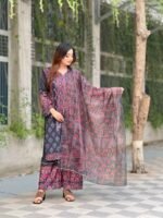 printed and embroidered 3-piece lawn salwar kameez suit - Image 4