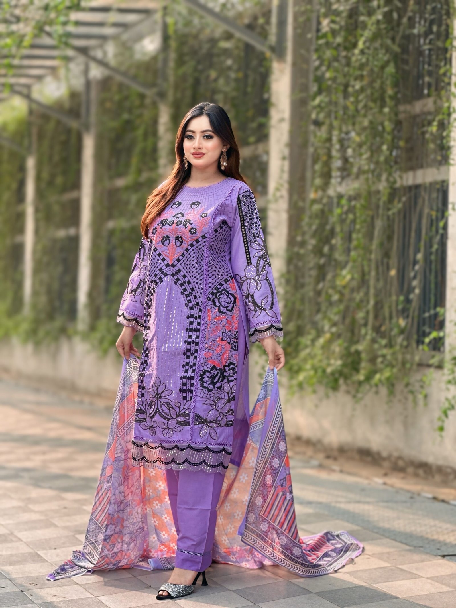 IMG_3534.JPG Pakistani style suit featuring embroidered three piece - Image 1