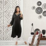 black raw silk straight kurti