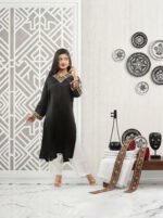 black raw silk straight kurti