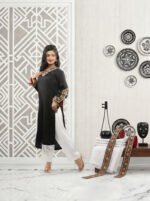 black raw silk straight kurti - Image 5