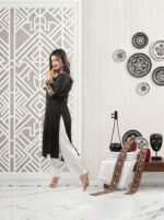 black raw silk straight kurti - Image 3