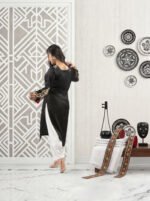 black raw silk straight kurti - Image 2