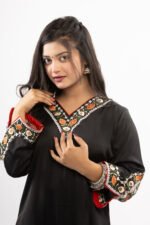 black raw silk straight kurti - Image 4