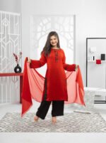 Red Poly Silk Kurta - Image 2