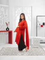 Red Poly Silk Kurta - Image 3