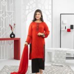 Red Poly Silk Kurta