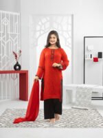 Red Poly Silk Kurta