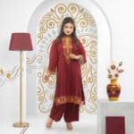 maroon embroidered Two Piece