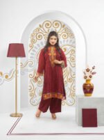 maroon embroidered Two Piece - Image 5