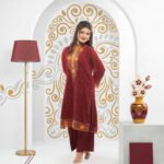 maroon embroidered Two Piece