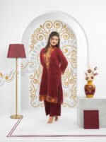 maroon embroidered Two Piece