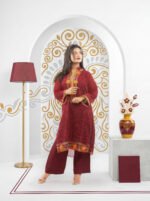 maroon embroidered Two Piece - Image 2